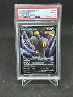 2021 POKEMON SWORD & SHIELD EVOLVING SKIES #094 UMBREON V PSA 9 - Image 1