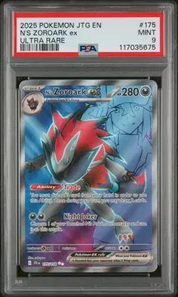 2025 Pokemon Journey Together Ultra Rare #175 N's Zoroark EX PSA 9 - Image 1