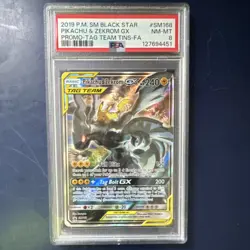 Pokemon Pikachu & Zekrom GX SM Black Star SM168 Promo TAG TEAM Holo PSA 8 - Image 1