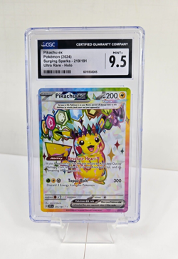 Pokemon 2024 Surging Sparks Pikachu ex 219/191 CGC 9.5 Ultra Rare Holo - Image 1