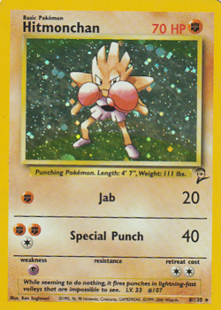 Rare, Holographic Pokemon Base 2 Set Hitmonchan 8/130 - Image 1