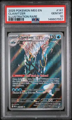 2025 POKEMON MEG EN-MEGA EVOLUTION ILLUSTRATION RARE #141 CLAWITZER PSA 10 - Image 1
