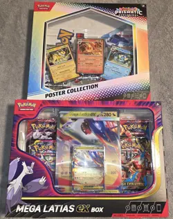 Pokemon Mega Latias ex Box & Prismatic Evolutions Poster Collection - Image 1