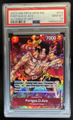 2023 One Piece Paramount War Portgas D Ace Alt Art #OP02-013 PSA 10 GEM MINT - Image 1