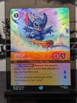 Disney Lorcana Stitch Carefree Snowboarder Epic 207/204 Winterspell cold foil - Image 1