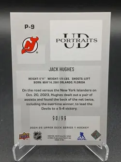 Jack Hughes /99 SP Ud Potraits 24-25 Series 1 - NHL New Jersey Devils - Image 2