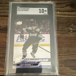 Upper Deck Series 1 Young Guns Base Luke Hughes #248 SGC 10 Devils NHL - Image 1