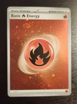 Pokemon Basic Fire Energy ~5 SWIRLS~ Cosmic Holo Foil Pokemon English 151 - Image 1