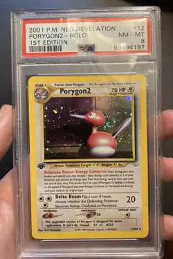 Pokemon Neo Revelation 1st Edition 12/64 Porygon2 Holo PSA 8 NM-MINT with SWIRL - Image 1