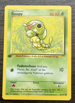 1st Edition GERMAN Caterpie 45/102 Pokemon TCG WOTC Base Set MINT - Image 1