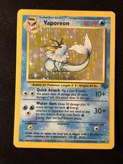 Vaporeon 12/64 Jungle Unlimited Holo Rare WoTC Pokemon Trading Card Game 1999 MP - Image 1