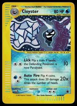 Pokemon Card - Cloyster Expedition Base Set 8/165 Holo Reverse Holo Rare - Image 1