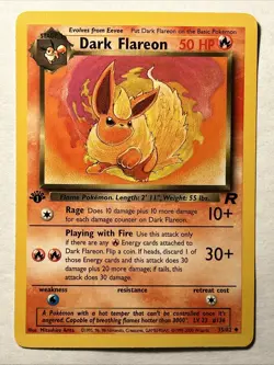 Dark Flareon 35/82 1st Edition Team Rocket Set Pokemon TCG Vintage WOTC NM - Image 1