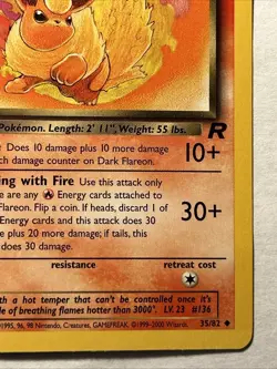 Dark Flareon 35/82 1st Edition Team Rocket Set Pokemon TCG Vintage WOTC NM - Image 5