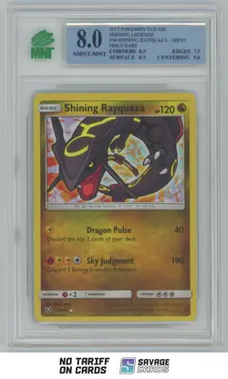 2017 Pokemon Sun & Moon Shining Legends Holo Rare Shining Rayquaza MNT 8 #56/73 - Image 1