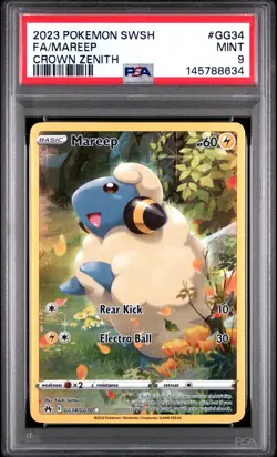 2023 POKEMON SWORD & SHIELD CROWN ZENITH #GG34 FULL ART/MAREEP PSA 9 - Image 1