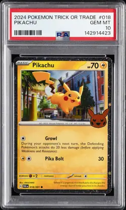 2024 POKEMON TRICK OR TRADE #018 PIKACHU PSA 10 - Image 1