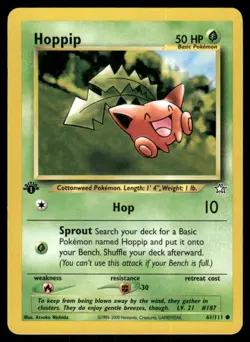 Pokemon Cards Hoppip 61/111 1ST EDITION Neo Genesis Common LP *1 - Image 1