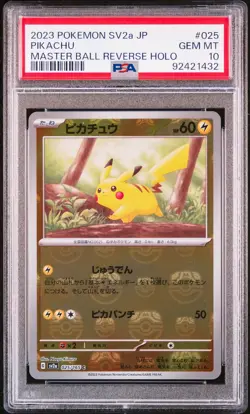 2023 Pokemon 151 Pikachu #025 JPN Master Ball Reverse Holo PSA 10 Gem Mint - Image 1