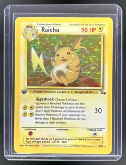 1999 Pokemon Fossil 1st Edition Raichu #14/62 - Image 1
