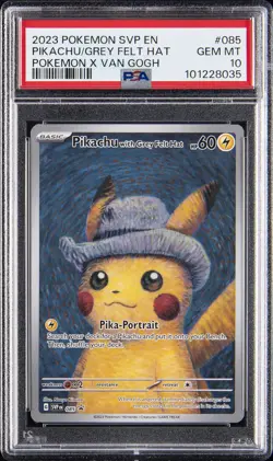 2023 POKEMON SVP EN-SV BLACK STAR PROMO #085 PIKACHU WITH GREY FELT HAT PSA 10 - Image 1