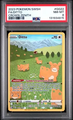 2023 POKEMON SWORD & SHIELD CROWN ZENITH #GG22 FULL ART/DITTO PSA 8 - Image 1