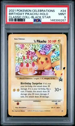 2021 POKEMON CELEBRATIONS CLASSIC COLLECTION #24 BIRTHDAY PIKACHU-HOLO PSA 9 - Image 1
