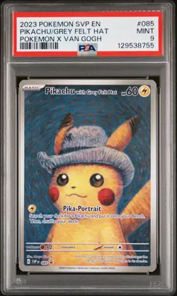 2023 POKEMON SVP EN-SV BLACK STAR PROMO #085 PIKACHU WITH GREY FELT HAT PSA 9 - Image 1