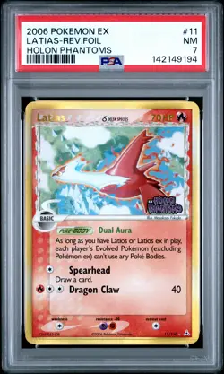 2006 POKEMON EX HOLON PHANTOMS #11 LATIAS-REVERSE FOIL PSA 7 - Image 1