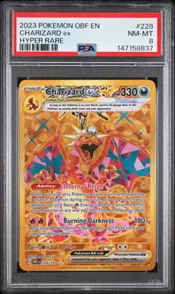 2023 POKEMON OBF EN-OBSIDIAN FLAMES HYPER RARE #228 CHARIZARD EX PSA 8 - Image 1