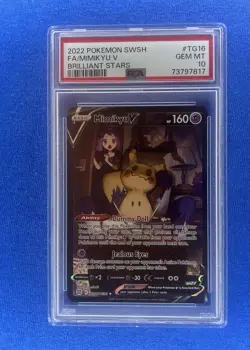 PSA 2022 POKEMON SWSH FA/MIMIKYU V BRILLIANT STARS PSA #TG16 GEM MT 10 - Image 1