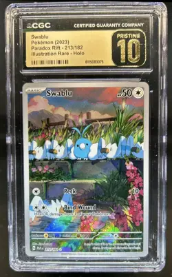 2023 Pokemon SV Paradox Rift Swablu Illustration Rare #213/182 CGC 10 Pristine - Image 1