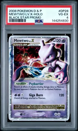 2008 POKEMON DIAMOND & PEARL BLACK STAR PROMO #DP28 MEWTWO LV.X-HOLO PSA 4 - Image 1