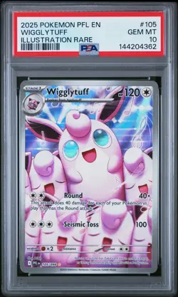 2025 POKEMON PFL EN-PHANTASMAL FLAMES ILLUSTRATION RARE #105 WIGGLYTUFF PSA 10 - Image 1