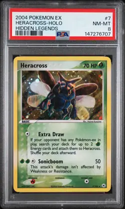 2004 POKEMON EX HIDDEN LEGENDS #7 HERACROSS-HOLO PSA 8 - Image 1