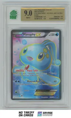 2016 Pokemon XY BREAKpoint Full Art Manaphy EX MNT 9 #116/122 - Image 1