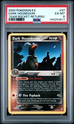 2004 POKEMON EX TEAM ROCKET RETURNS #37 DARK HOUNDOOM PSA 6 - Image 1