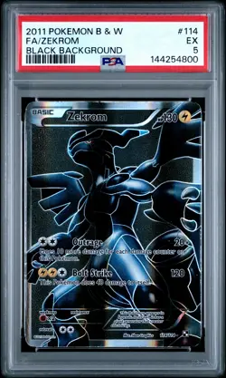 2011 POKEMON BLACK & WHITE BLACK BACKGROUND #114 FULL ART/ZEKROM PSA 5 - Image 1