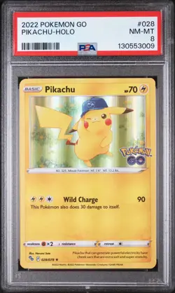 2022 POKEMON GO #028 PIKACHU-HOLO PSA 8 - Image 1