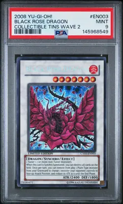 2008 YU-GI-OH! COLLECTIBLE TINS WAVE 2 #EN003 BLACK ROSE DRAGON PSA 9 - Image 1