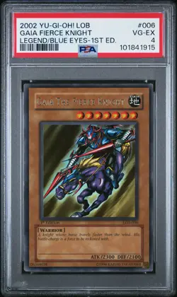 2002 YU-GI-OH! LOB-LEGEND OF BLUE EYES WHITE DRAGON GAIA THE FIERCE KNIGHT PSA 4 - Image 1