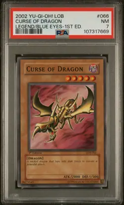 2002 YU-GI-OH LEGEND OF BLUE EYES WHITE DRAGON 1ST EDITION CURSE OF DRAGON PSA 7 - Image 1