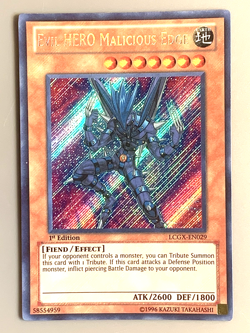 yugioh Evil HERO Malicious Edge LCGX-EN029 1st Edition Secret Rare Near Mint - Image 2