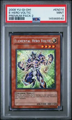 2008 YU-GI-OH! PREMIUM PACK 2 #EN014 ELEMENTAL HERO VOLTIC PSA 9 - Image 1