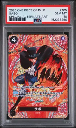 2026 ONE PIECE JPN ADVENTURE ON KAMI'S ISLAND SPECIAL ALT ART #105 SABO PSA 10 - Image 1