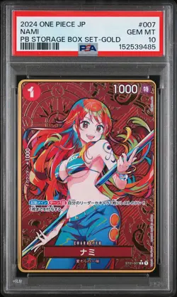 2024 ONE PIECE JAPANESE PREMIUM BOOSTER STORAGE BOX SET GOLD #007 NAMI PSA 10 - Image 1