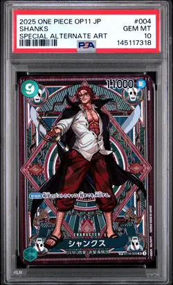 2025 ONE PIECE JPN A FIST OF DIVINE SPEED SPECIAL ALT ART #004 SHANKS PSA 10 - Image 1