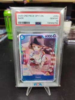 2025 One Piece Nami (054) OP11-054 A Fist of Divine Speed Foil - PSA 10 Gem Mint - Image 1