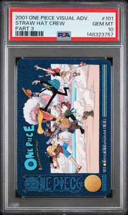 2001 CARDDASS ONE PIECE VISUAL ADVENTURE PART 3 #101 STRAW HAT CREW PSA 10 - Image 1