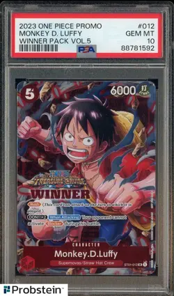 2023 One Piece Promo Winner Pack Vol.5 #012 Monkey.D.Luffy PSA 10 GEM MINT - Image 1